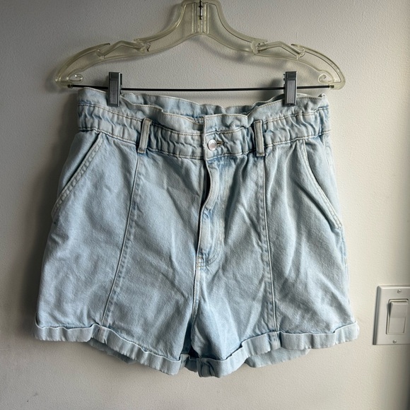 Zara Pants - ZARA WOMAN PAPERBAG LIGHT BLUE HIGH WAISTED DENIM SHORTS size 10
